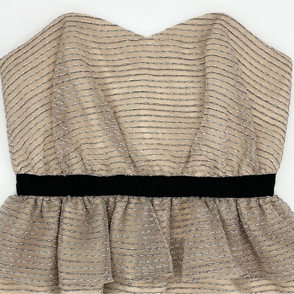 BCBGeneration Beige Shimmer Strapless Peplum Dress NWT - Picture 4 of 11